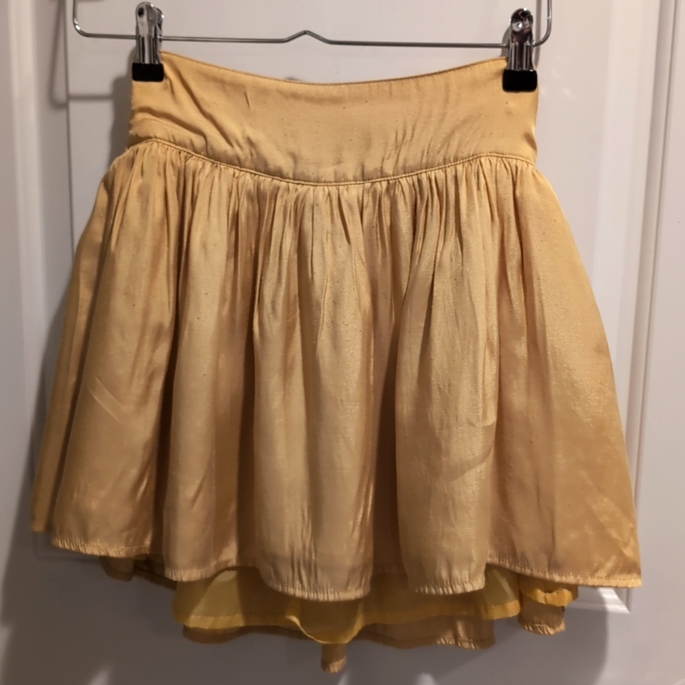 F21 VTG mustard yellow satin skirt small